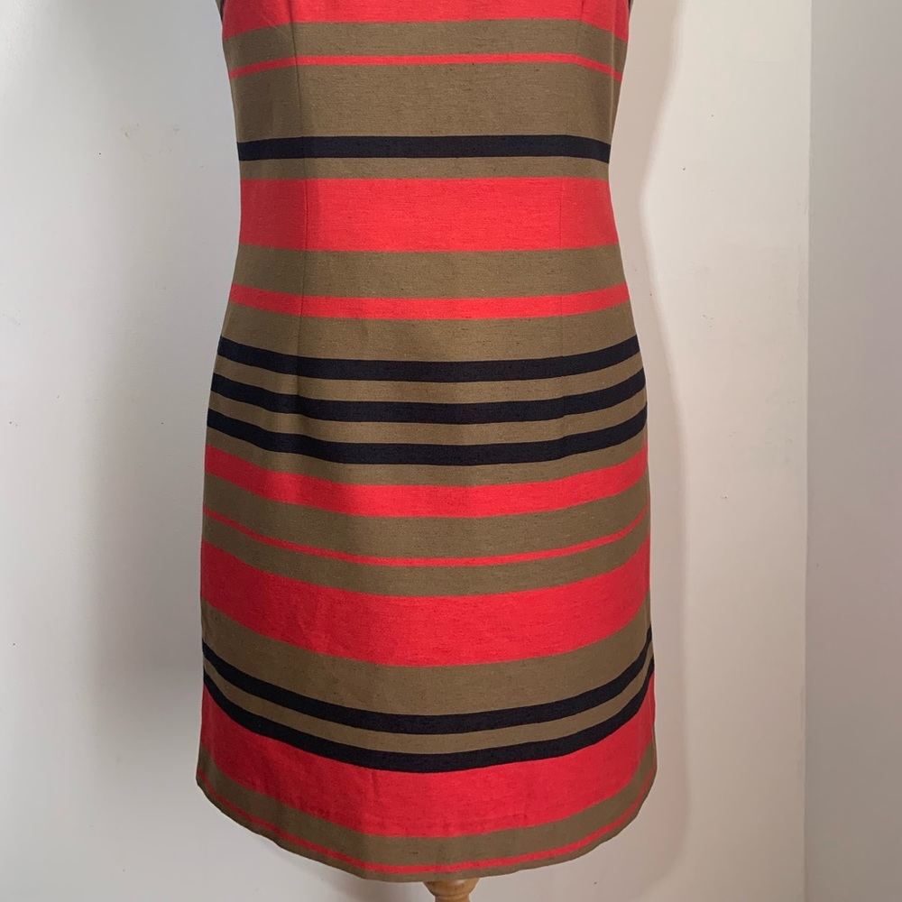 Next Shift Dress Stripe Cotton Mix Sleeveless Knee-Length Round Neck Lined UK 14 - Picture 3 of 14